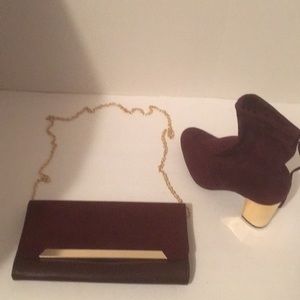 Aldo Wine Gold Chain Clutch